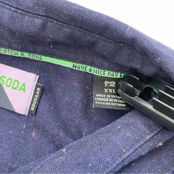 Scotch & Soda Men's Navy Neon Colors Button Down Shirt Size XXL - Picture 4 of 9